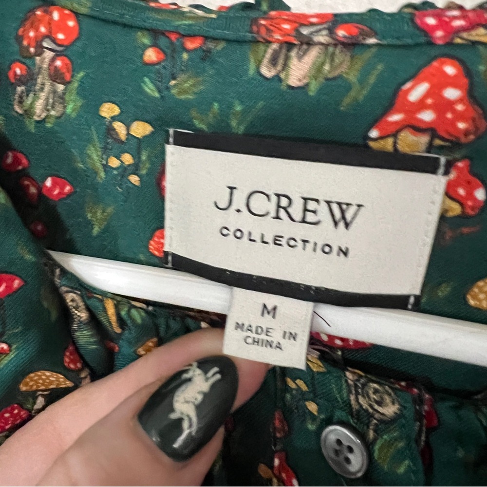 J.Crew Collection silk-twill ruffle-collar top in mushroom floral M NWT - Picture 8 of 10